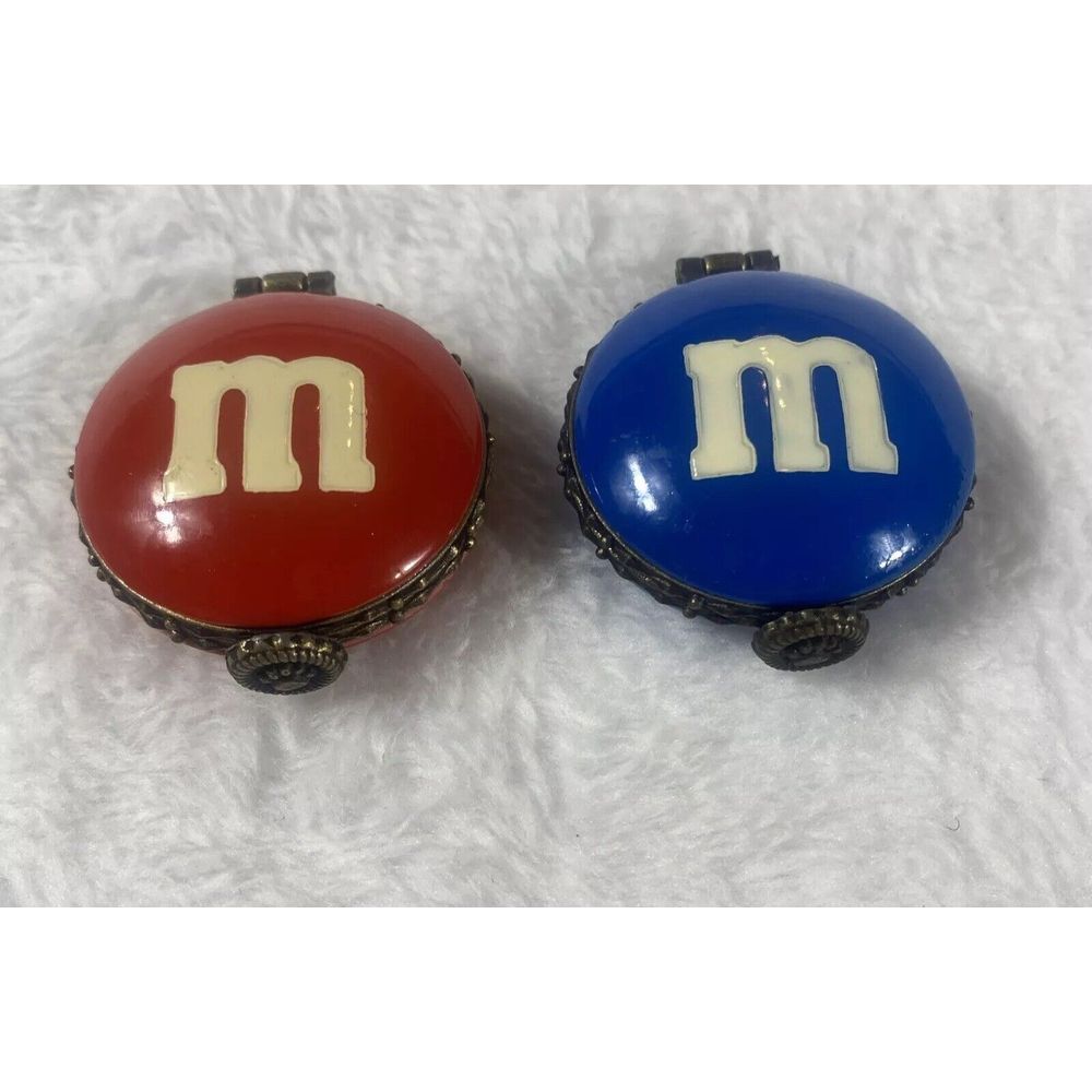 RED‎ & BLUE M&Ms Boyds Bears Trinket Compact "Always Room For Chocolate" 2005